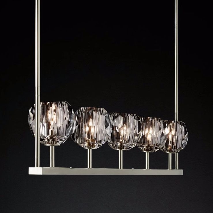 Люстра RH Boule De Cristal Linear Chandelier 5 Nickel 136*13*150 см, 5*E14*40W, ImperiumLoft 40,1221, Никель