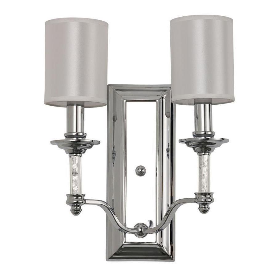 Бра Favourite Gelios 2930-2W, D160*W300*H390, хром, плафоны из белой атласной ткани, декоративные элементы из прозрачного стекла