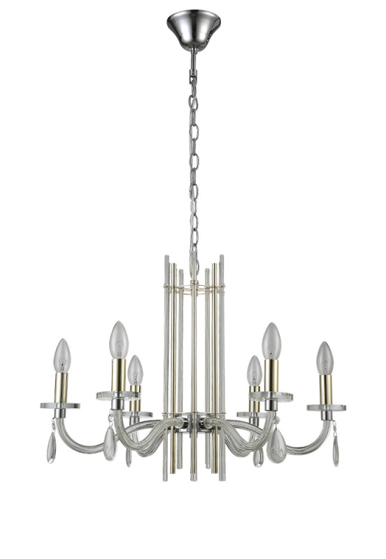 Люстра 62 см, Crystal L ux AURELIO SP6 GOLD+CHROME/TRANSPARENT Хром/Золото