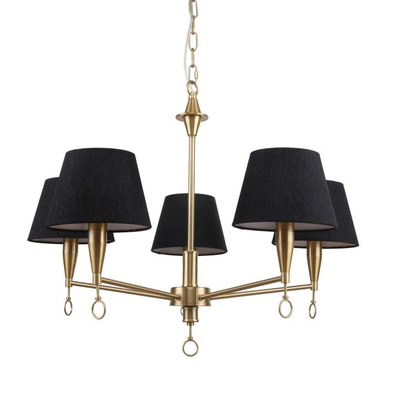 Подвесная люстра F-Promo Pompous 2989-5P, D710*H520/1130, латуни, плафоны из черной ткани
