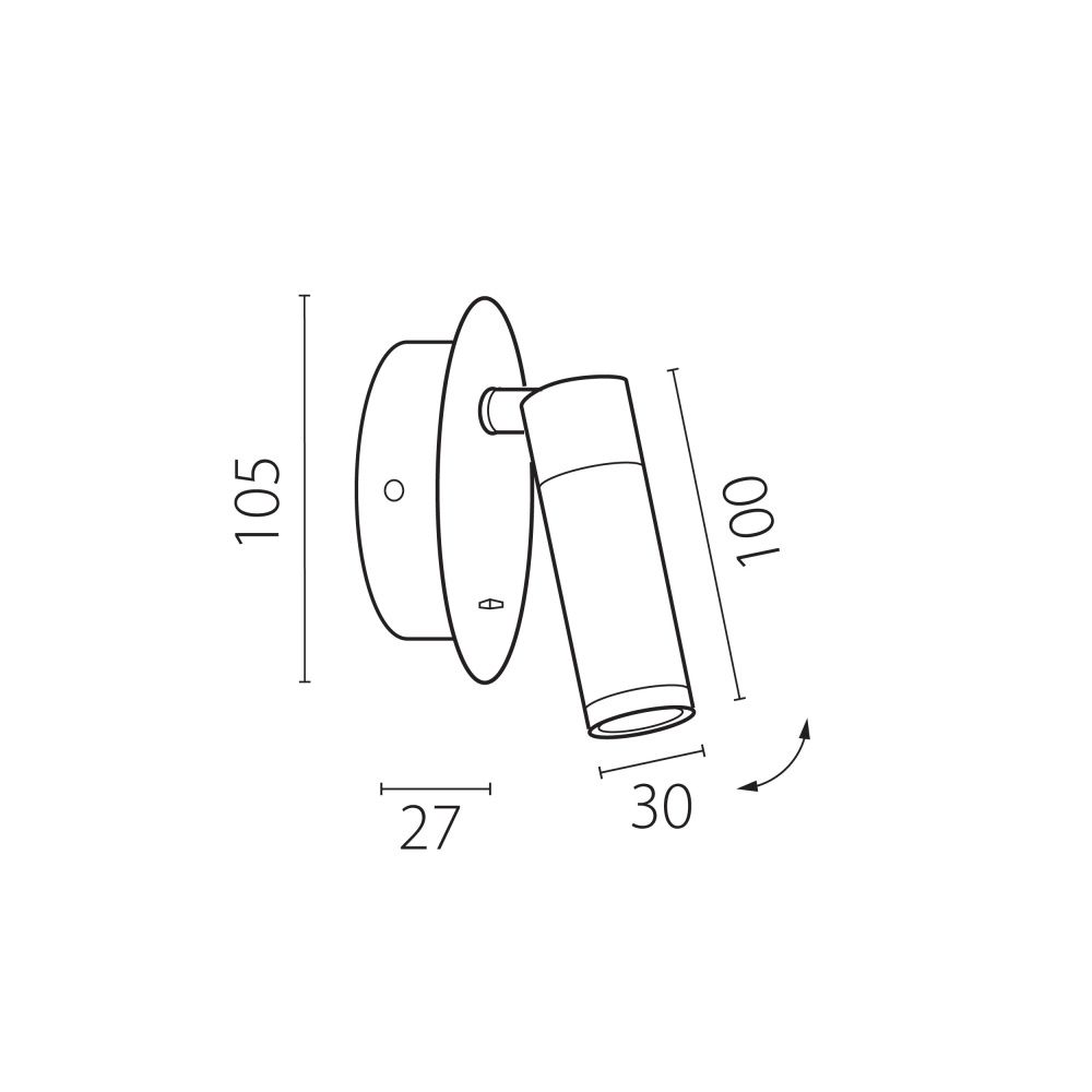 Бра 2,7*10,5*10 см, *5W, 3000K, Lightstar Omega 200637, Черный