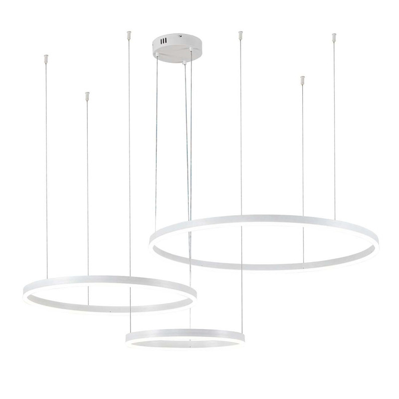 Подвесной светильник 1500*800*140/1240 мм, 3*LED 129W 3000-5700K белый Indigo Galass V000031L, 14001/3P White