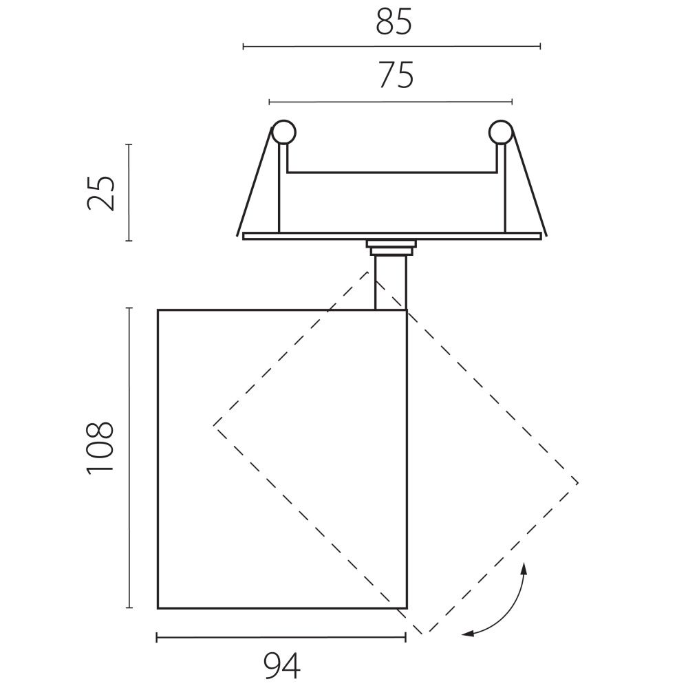 Светильник встраиваемый *9,4*10,8 см, *35W, 3000K, Lightstar Alta Base A5436RS, Белый