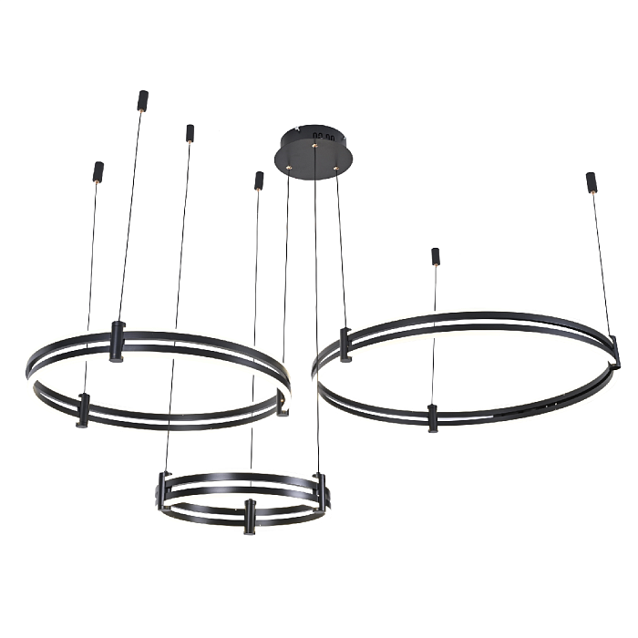 Подвесная люстра 80 см, 228W, 3000-6000K, Zortes Duble-R ZRS.27510.03, черный