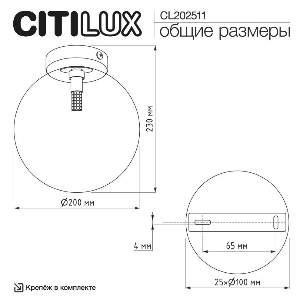 Светильник 20 см, Citilux ORTON CL202511, черный