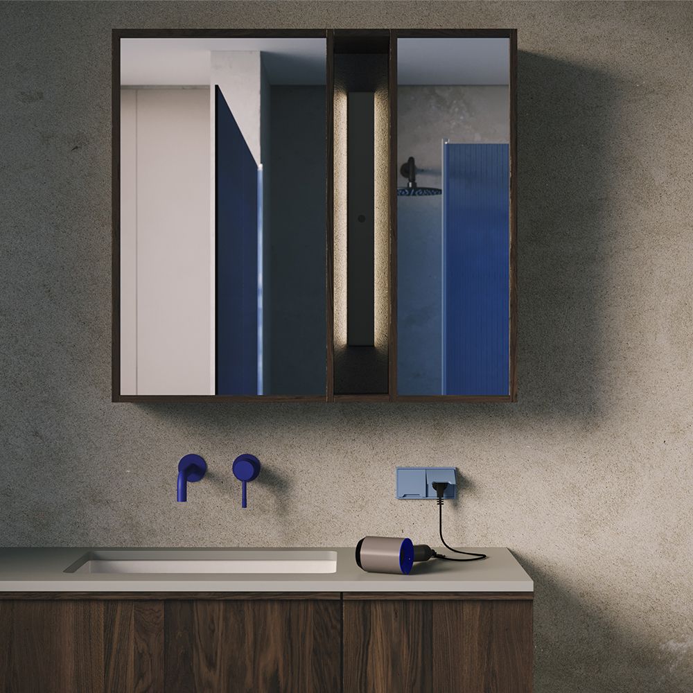 Накладка для розетки с заземлением, защитными шторками и крышкой, S70, деним Voltum VLS000815