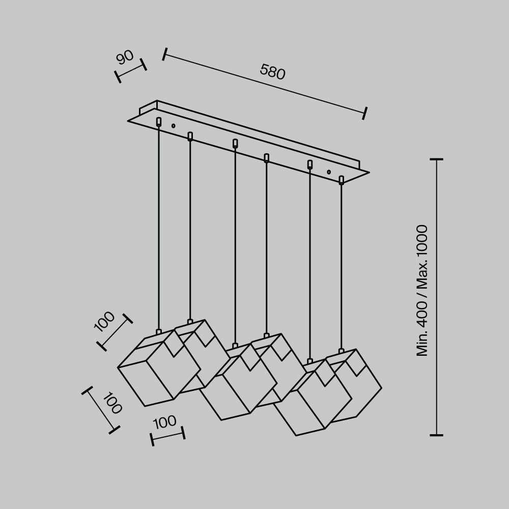 Подвесной светильник 70*10*40/100 см, 6xG9 MODESTYLE MS.160.700 BS латунь