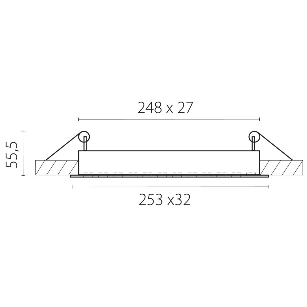 Светильник встраиваемый 25,3*3,2*4,7 см, *18W, 4000K, Lightstar Guarda 080346, Белый; Черный