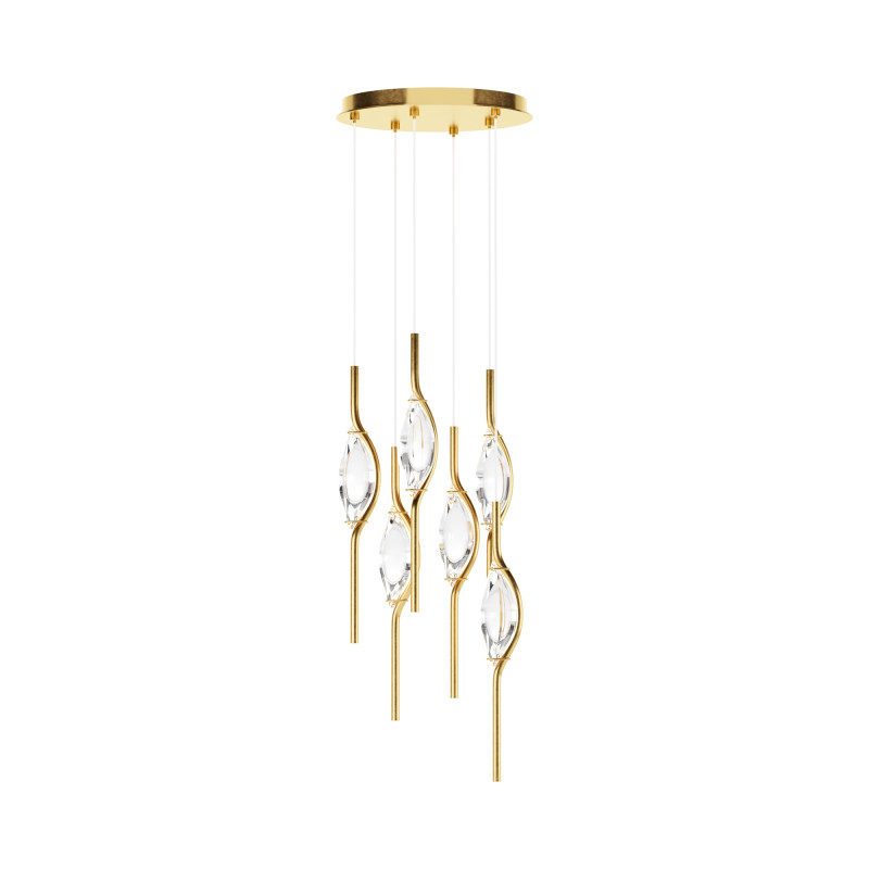 Каскадная люстра 43*43*365 см, LED, 3000К, Maytoni Foresight MOD347PL-L48BS3K латунный