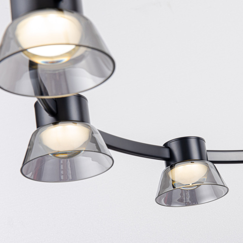 Подвесная люстра 80*150 см, 9*LED, 49.5W, 4000К, Favourite Twix 4247-9P черный