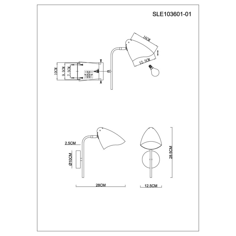 Бра 13 см,  EVOLUCE SATTA SLE103601-01 Черный, Золотой