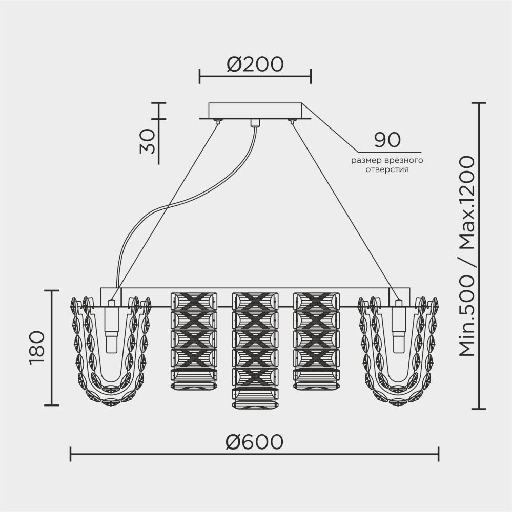 Подвесная люстра 60*50/135 см, 16xG9 MODELUX ML.755.16 CR хром