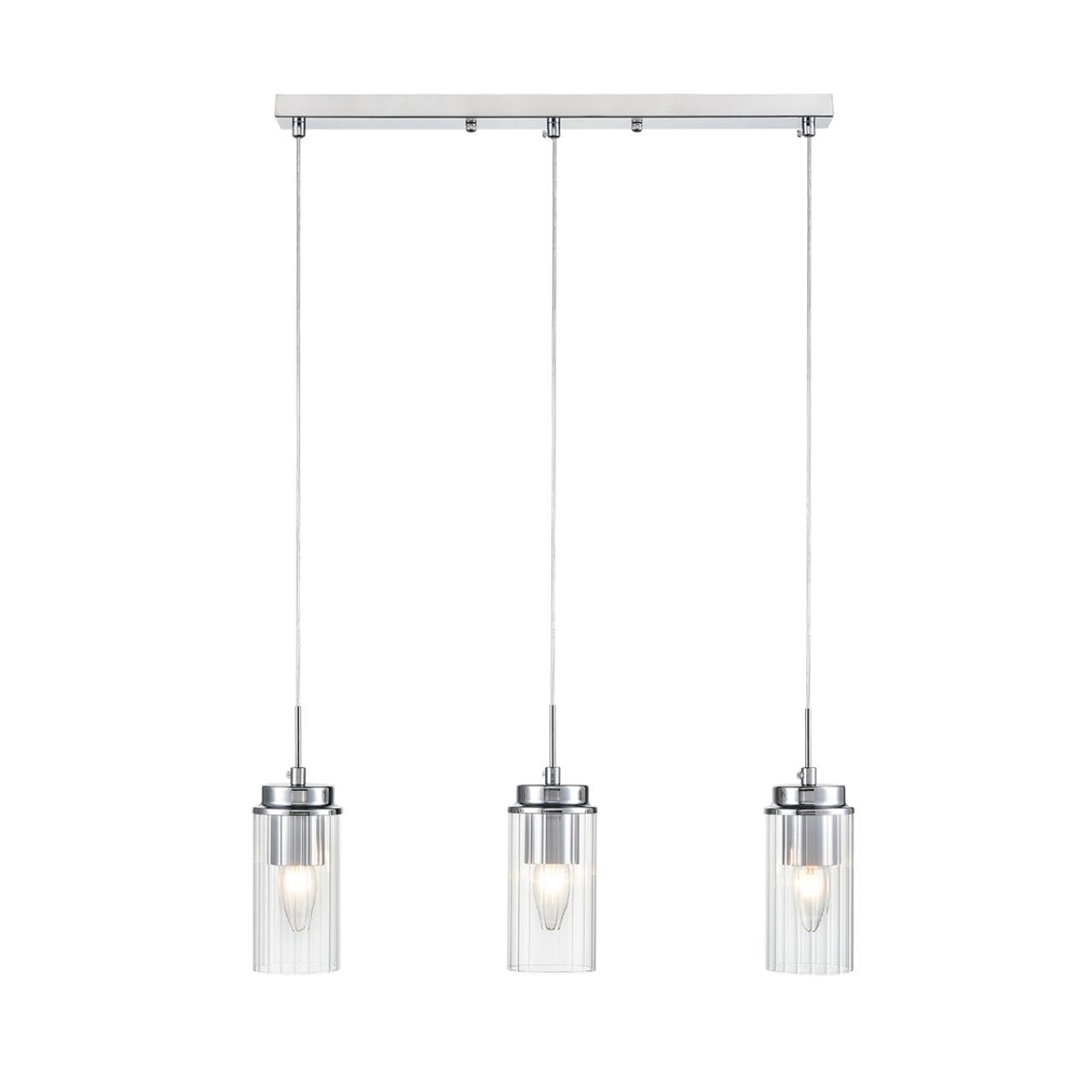 Подвесной светильник 8*54*80 см, 3*E14 Lumion ISHA 8102/3A хром, прозрачный