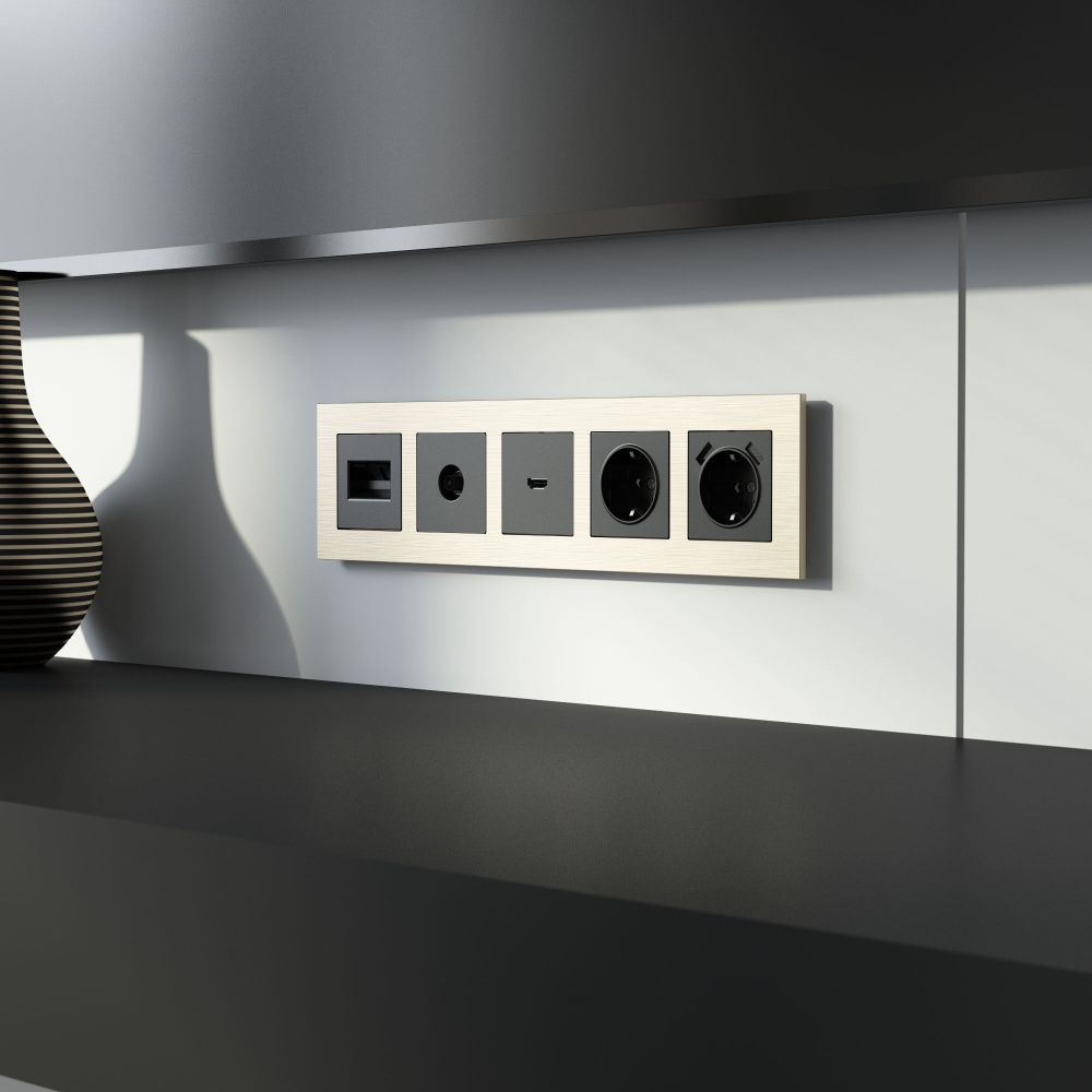 W0053511 Рамка на 5 постов  AluMax, шампань Werkel, 4690389214363