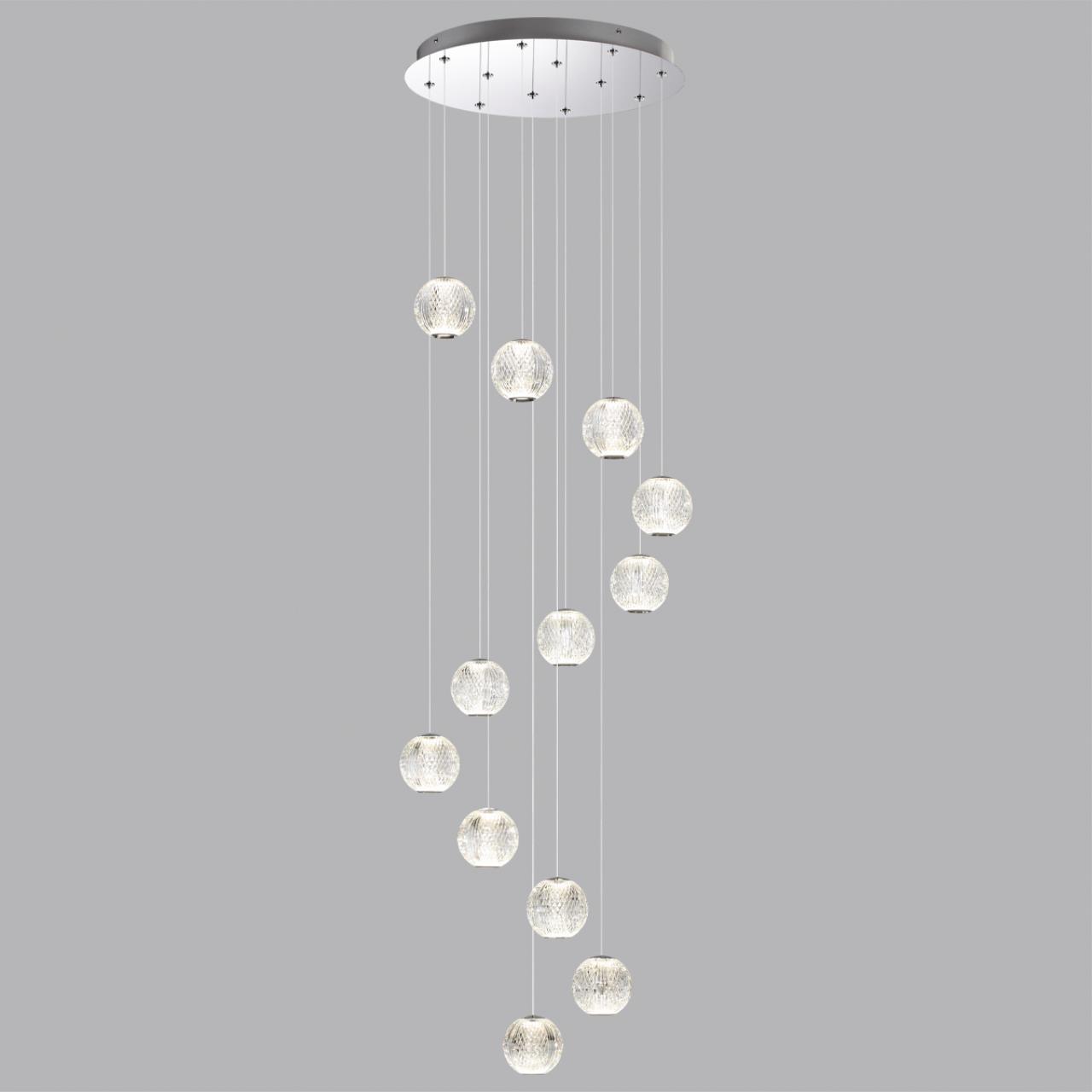 Люстра 51*51*200 см, 1 LED*56W, 4000 К, Odeon Light Crystal, хром 5007/56L