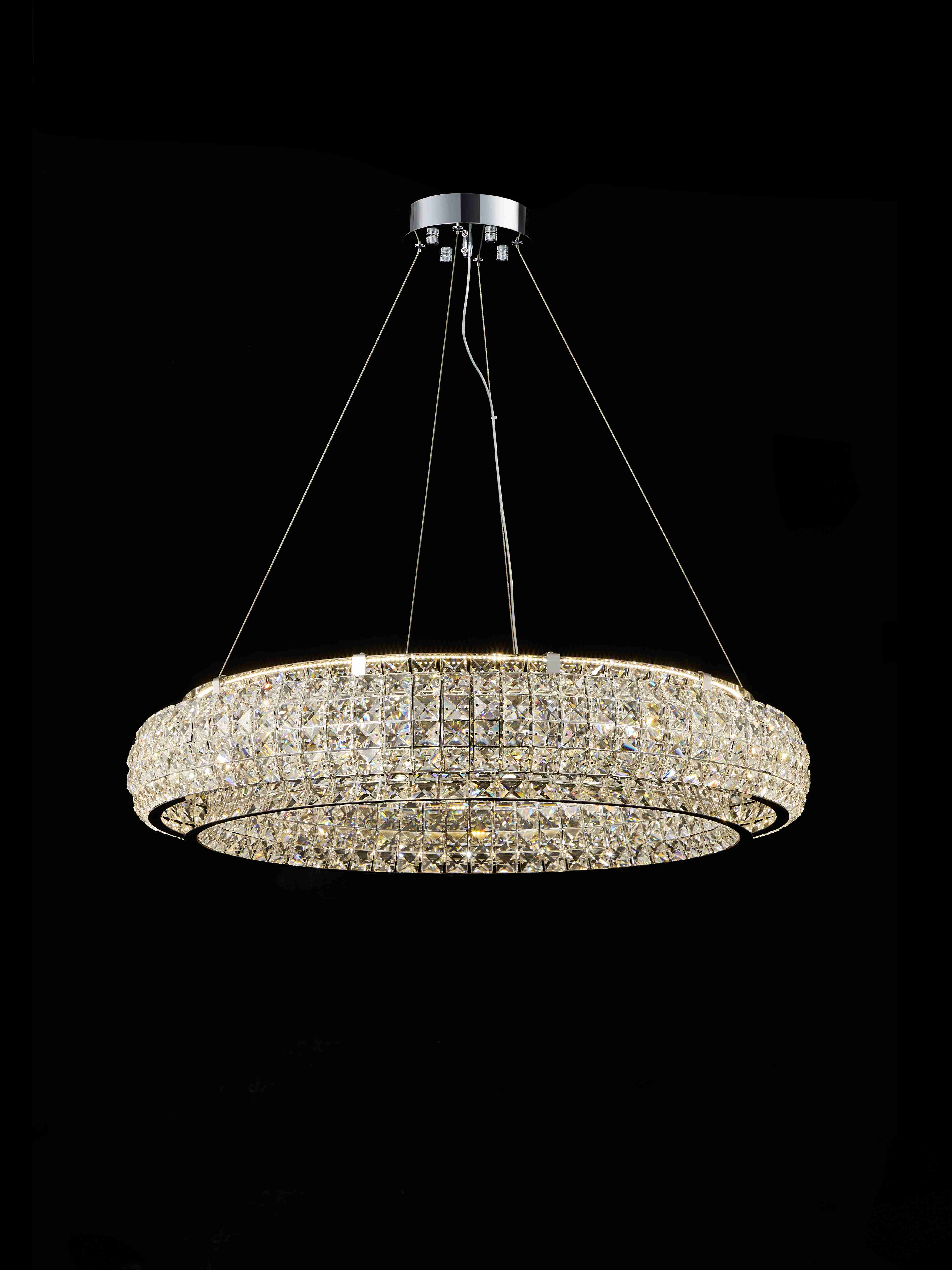 Люстра 800*160, LED, 158W 3000-6000K NewRgy Cristallo E70-ф800*H160 CHROME, Хром