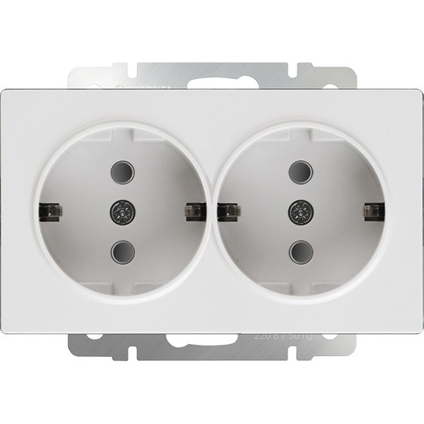 WL01-SKG-02-IP20 / Розетка двойная с заземлением (белая), 4690389073106