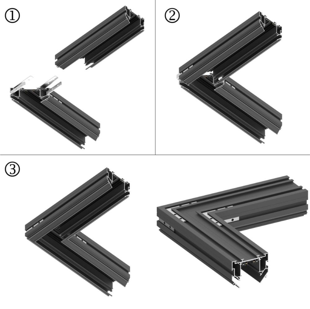 Соединитель L-образный для шинопроводов 135304-135305 4шт Novotech VECTOR PORT 135306, черный