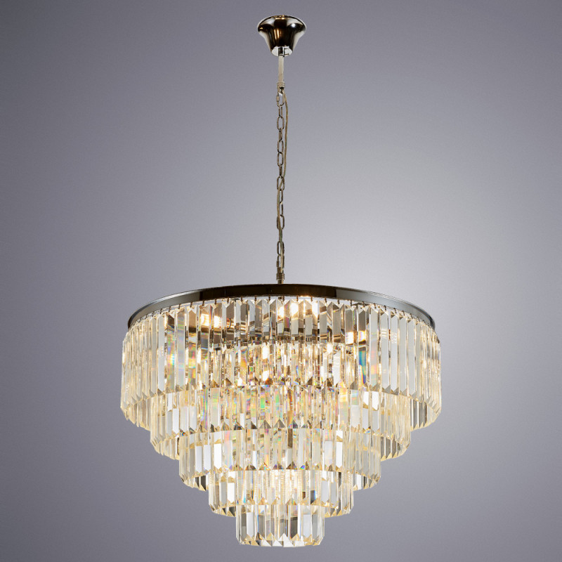 Подвесная люстра Divinare Nova 3001/02 LM-13, диаметр 80 см, хром-хрусталь
