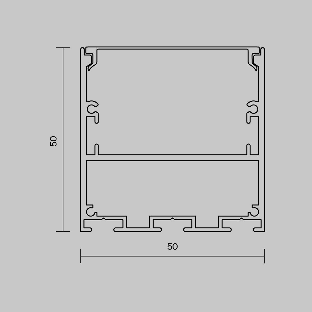 Алюминиевый профиль накладной-подвесной 50x50 (Черный, 2 м), ALM-5050T-B-2M 633008, 200*5*5 см, Maytoni  633008, Черный