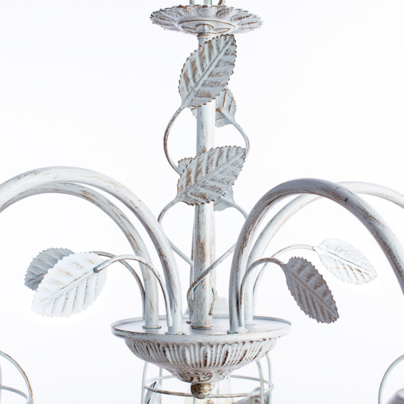 Подвесная люстра Arte Lamp Cincia A5090LM-5WG, диаметр 56 см, белый с золотом