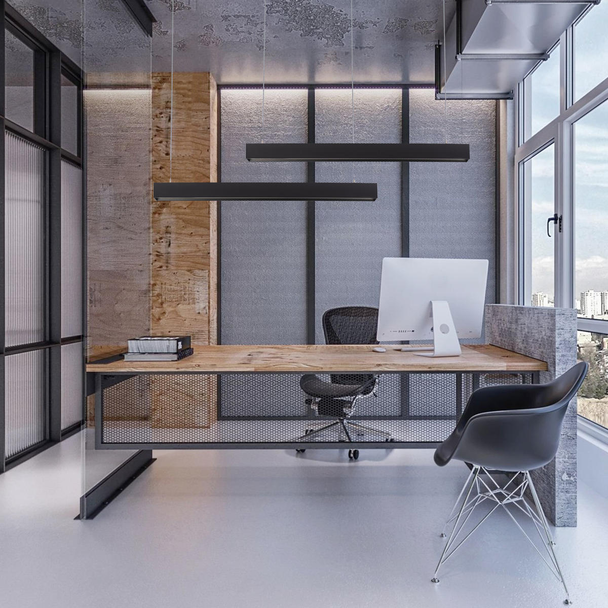 Подвесной светильник 120*4,5*7,5 см, 1*LED*40W 4000K LOFT IT Vim 10318/A Black черный
