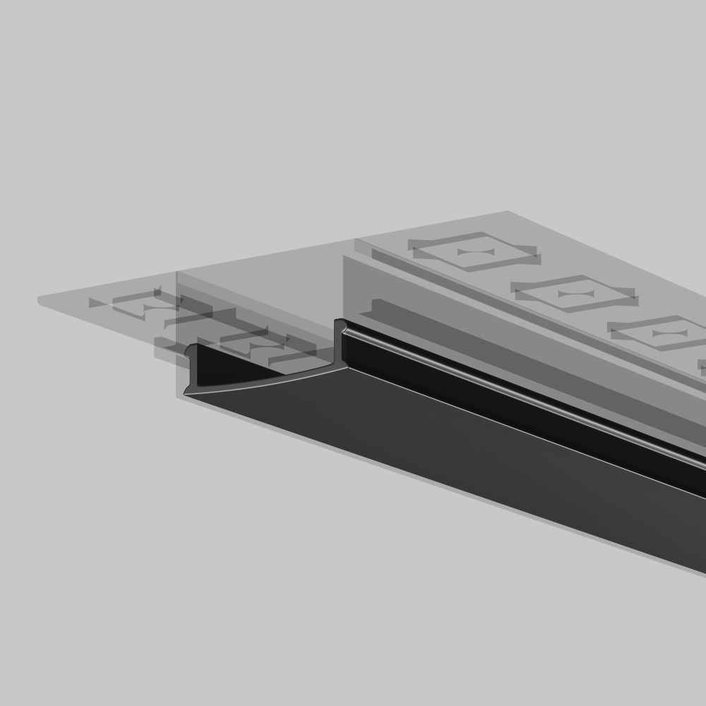 Рассеиватель для профиля 61×14 (Чёрный, 2 м), ALM-6114-B-DF-2M 642014, 200*2* см, Maytoni Led Strip 642014, Черный