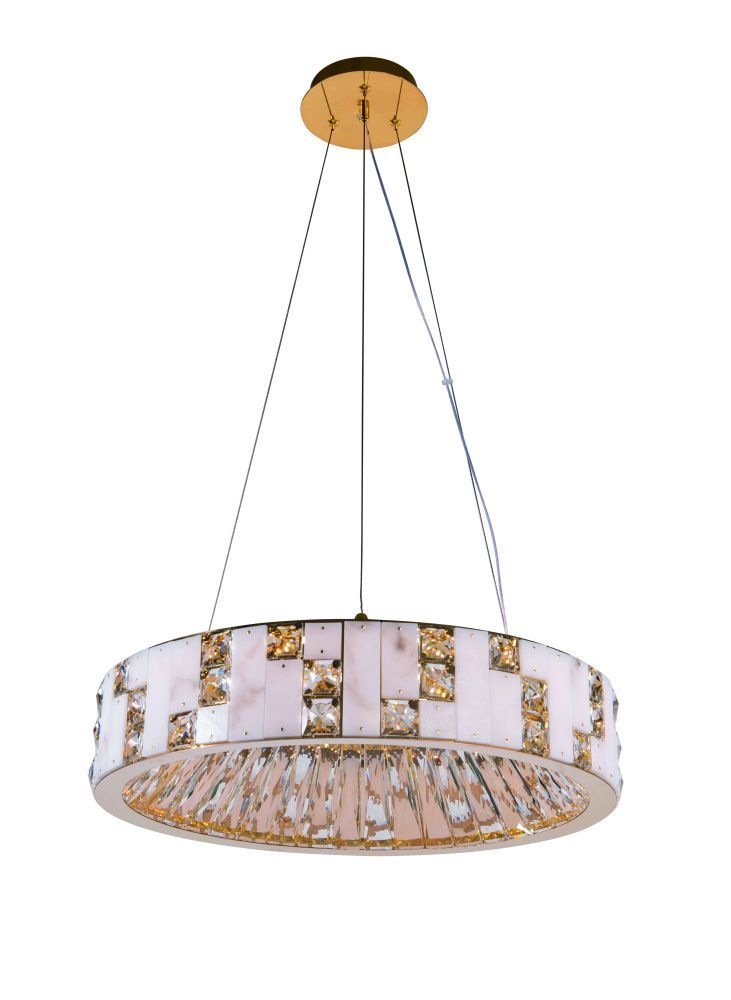 Люстра Ø500 x H100 (800) мм, Светодиодная лента 50W 3000-6000K NewRgy GOLD+CLEAR (Золото + Прозрачный Хрусталь) 6029E/50W GOLD+CLEAR