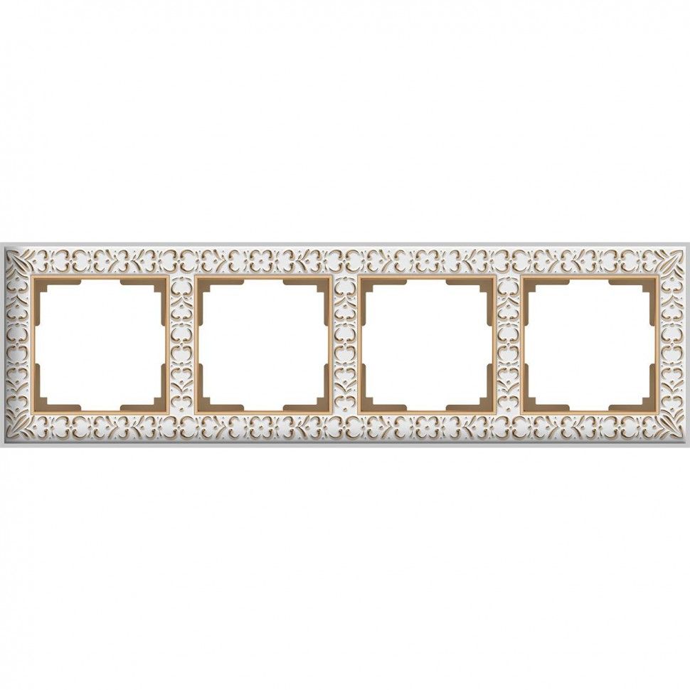 WL07-Frame-04/Рамка на 4 поста (белое золото), 4690389099205