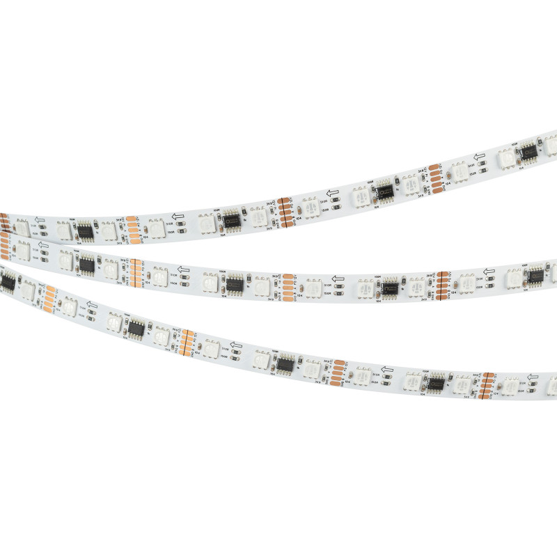 Лента DMX-B60-10mm 12V RGB-PX3 (14 W/m, IP20, 5060, 5m), Arlight 039174. Цена указана за 5 метров. Продается кратно 5 метрам.