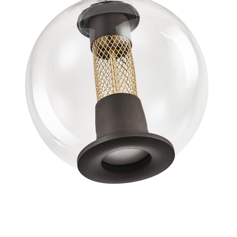 Подвесной светильник 16*130 см, 7W, Favourite Boble 4550-1P матовый черный, прозрачное стекло, золото