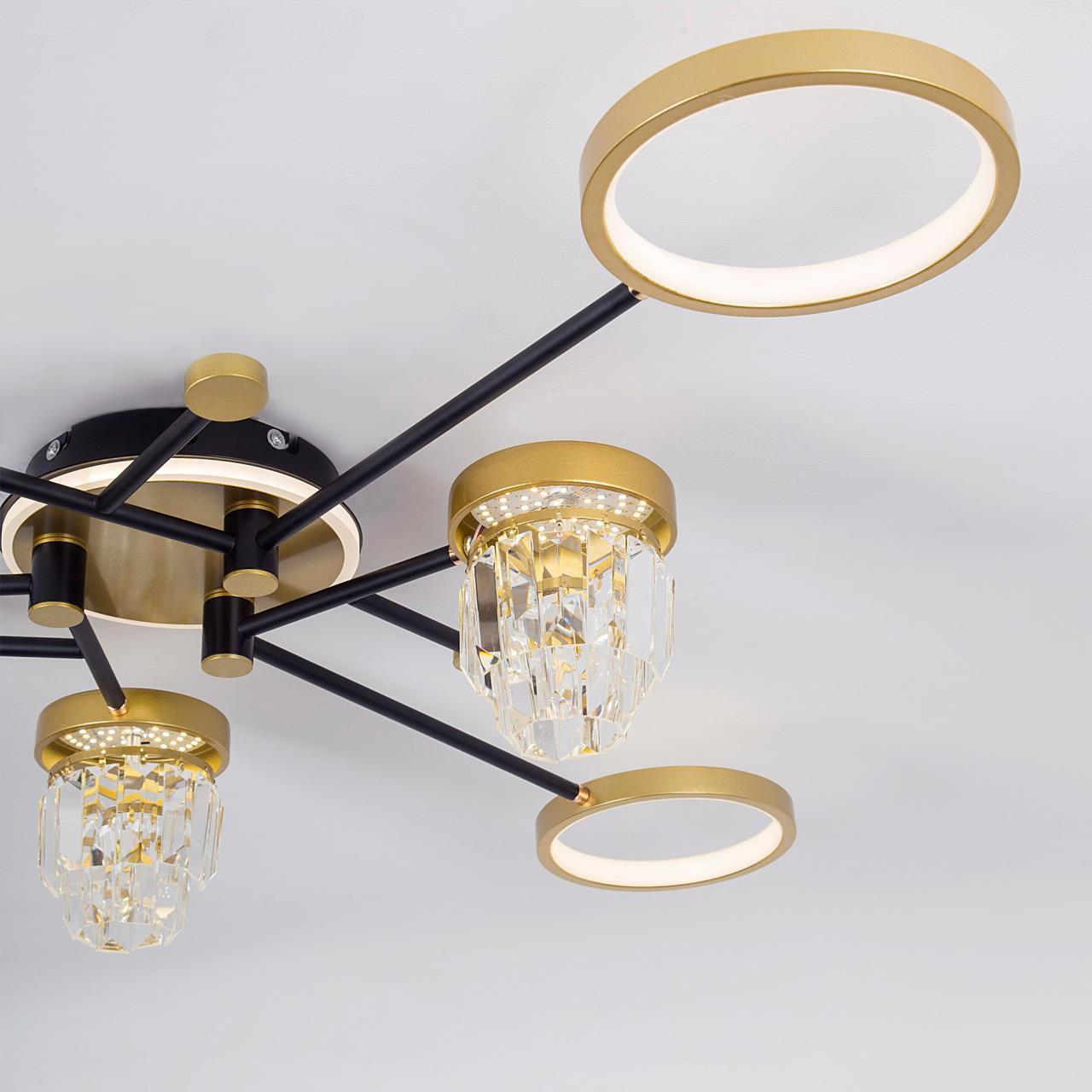 Светильник 105*105*22 см, LED 45W, 3000 / 6000K, Золото LED4U L3101-3