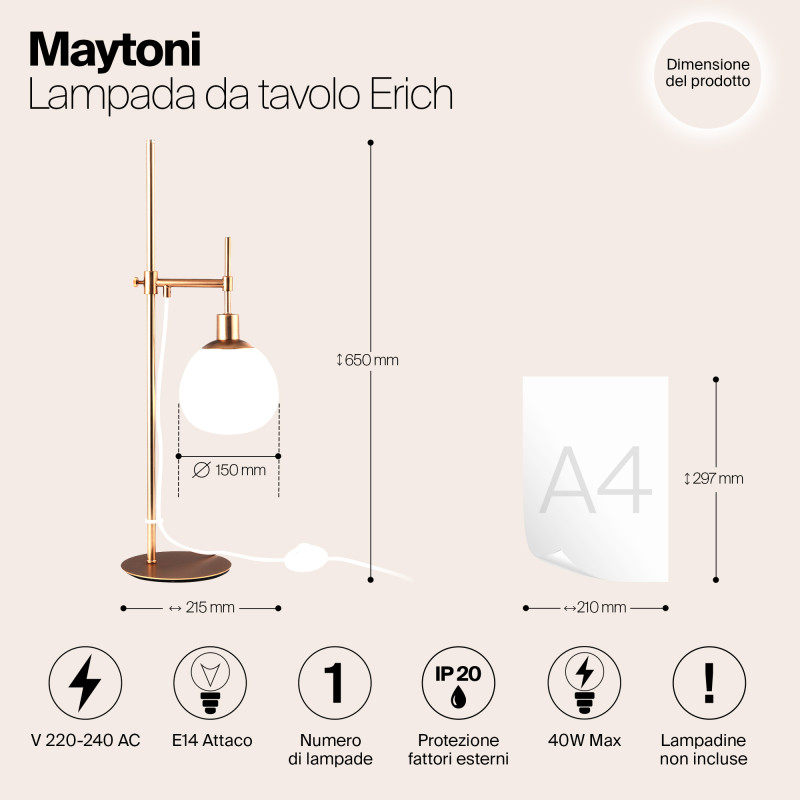 Настольная лампа Maytoni Erich MOD221-TL-01-G