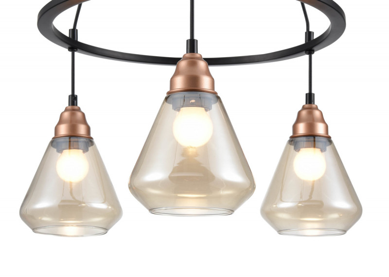 Подвесная люстра  52*95 см, 3*E27 черный, медь Vele Luce Norina VL5842P03