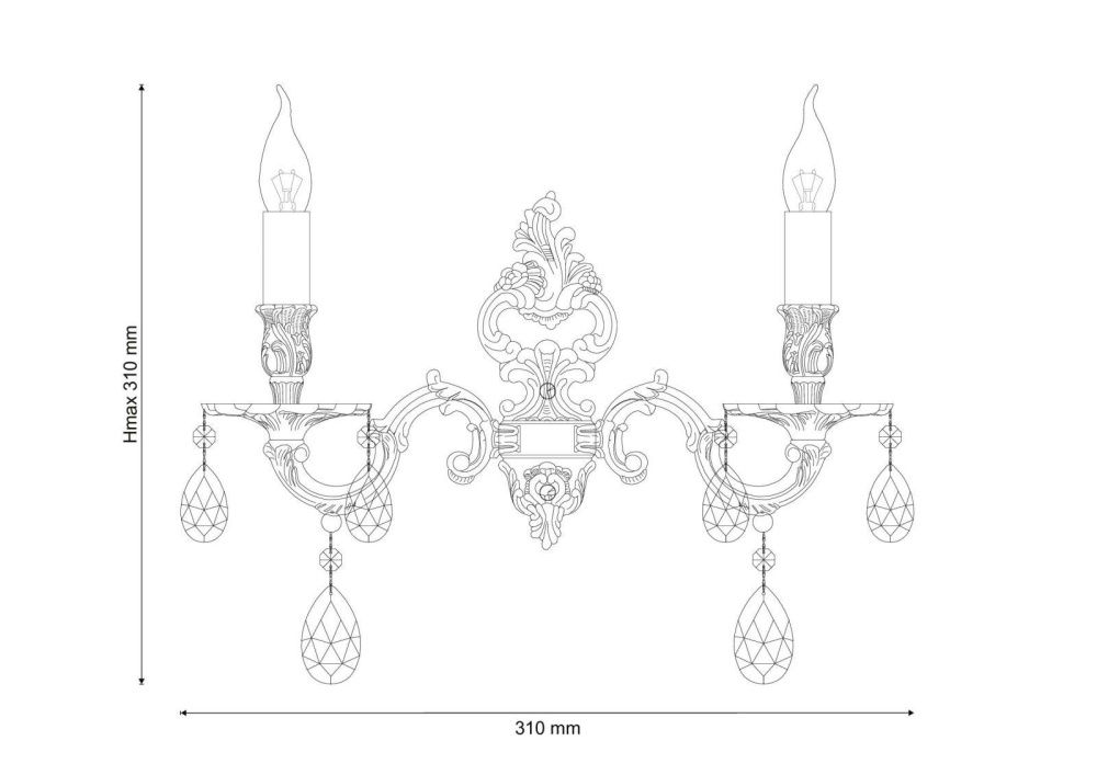 Бра *31* см, 2*E14*60W, Lucia Tucci Barletta BARLETTA W1730.2 antique, бронзовый