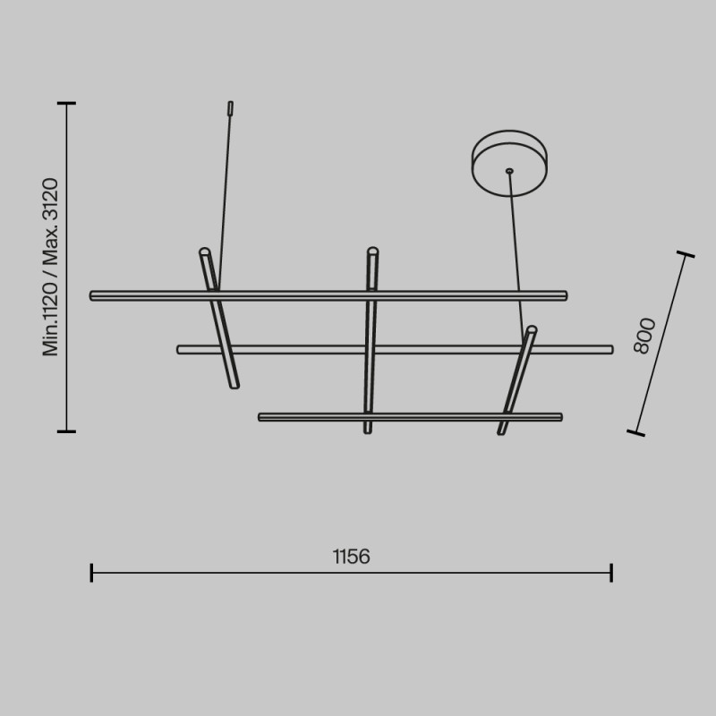 Подвесной светильник 115,6*80*312 см, LED, 80W, 3000К, Maytoni Radiance MOD278PL-L86G3K золото матовое