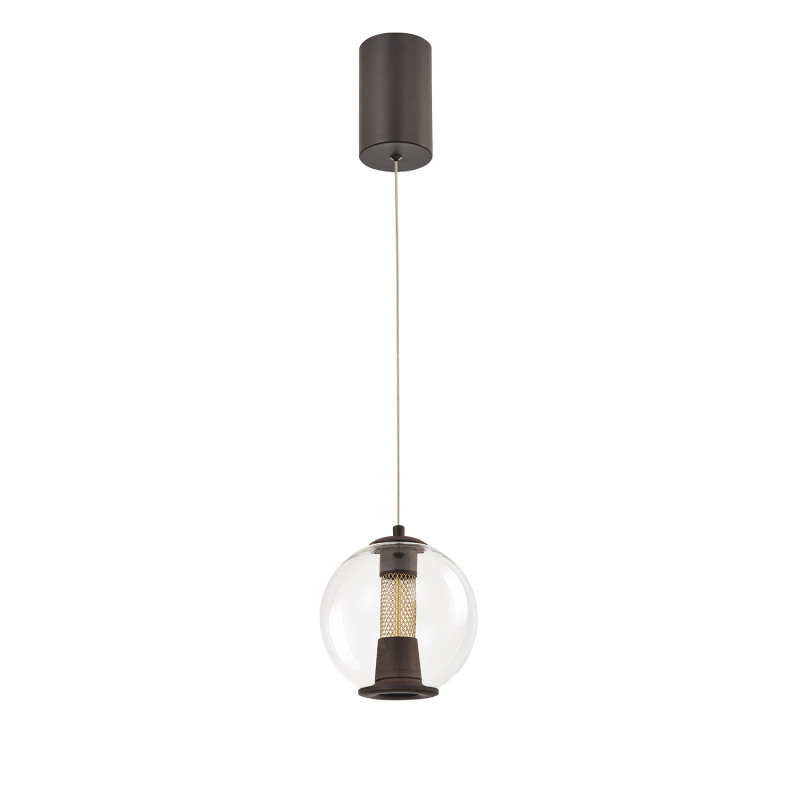 Подвесной светильник 16*130 см, 7W, Favourite Boble 4550-1P матовый черный, прозрачное стекло, золото