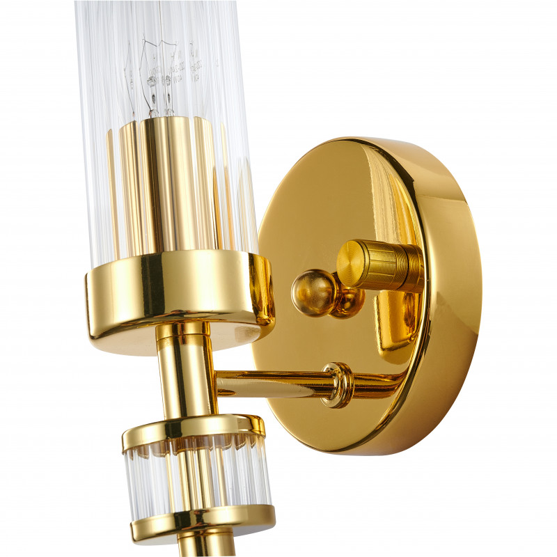 Бра Favourite Aesthetic 2673-1W, D100*W100*H200, Каркас золотого цвета, плафон из прозрачного стекла, управление с помощью диммера