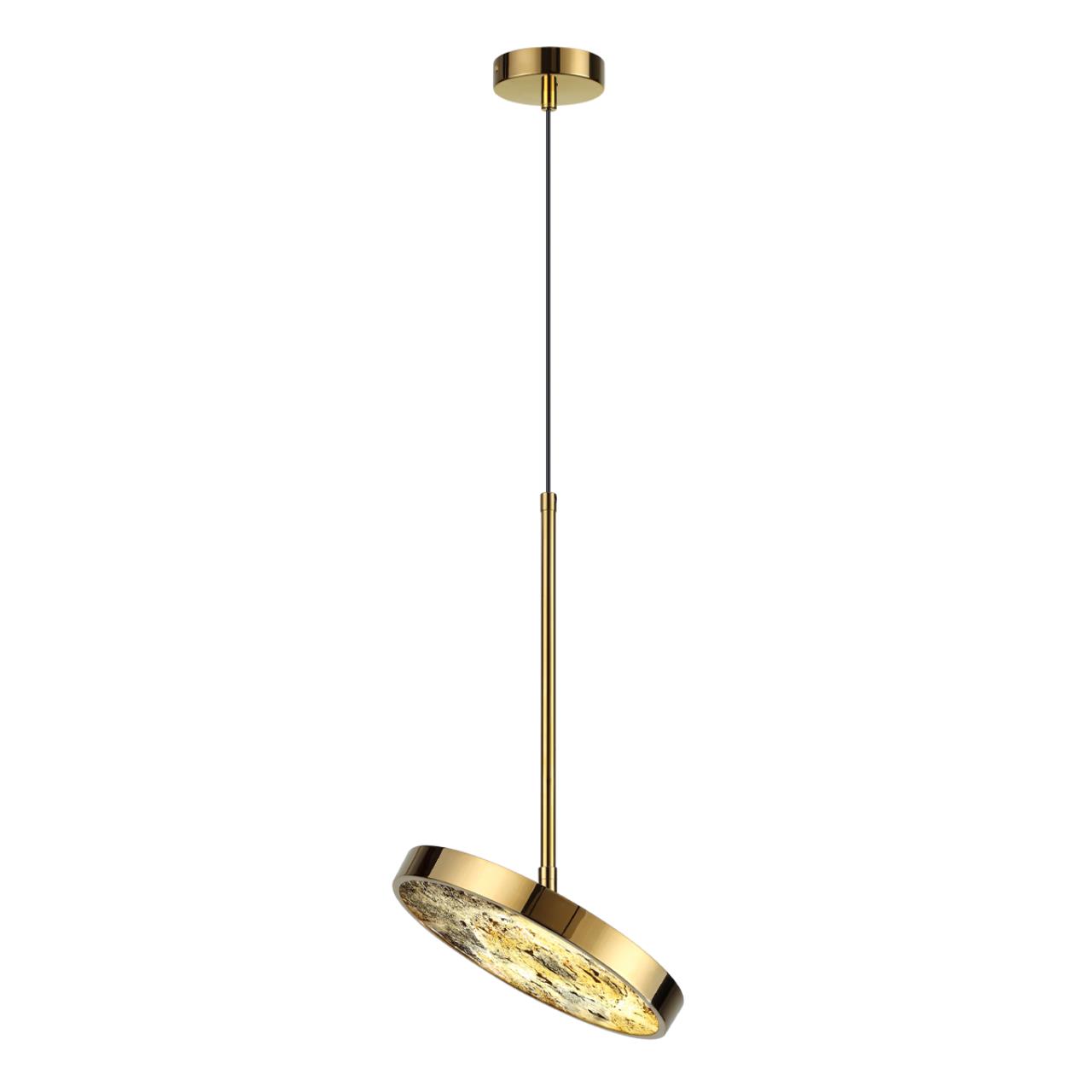 Подвес 23,6*23,6*180 см, LED 1*15W, 3000-4000-6000 К, Odeon Light Bergi 5079/15L, золотой глянцевый/серо-бежевый
