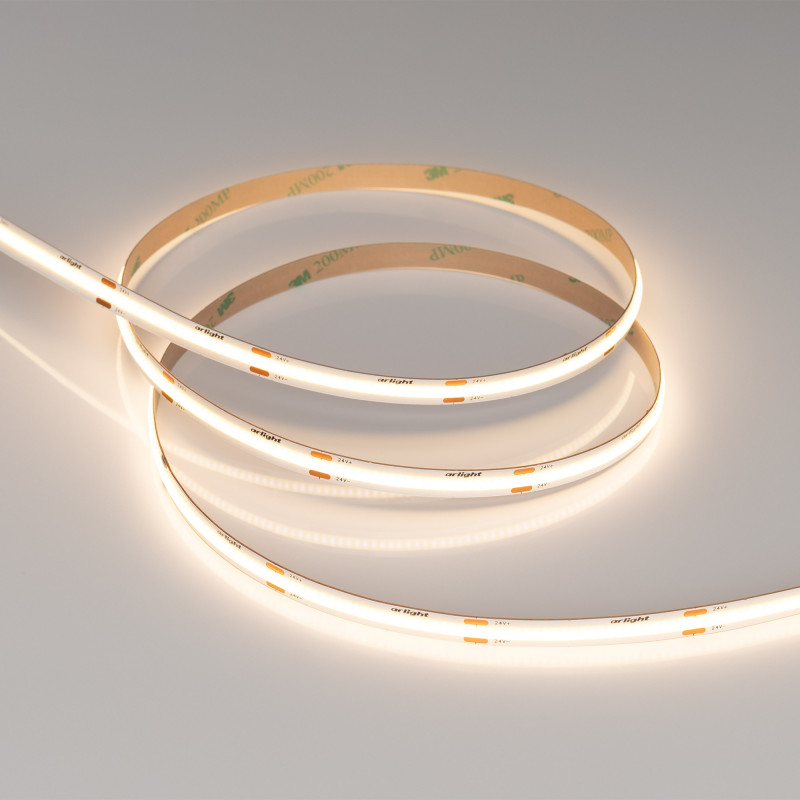 Лента COB-X480-8mm 24V Warm3000 (8 W/m, IP20, CSP, 5m), Arlight 039059. Цена указана за 5 метров. Продается кратно 5 метрам.