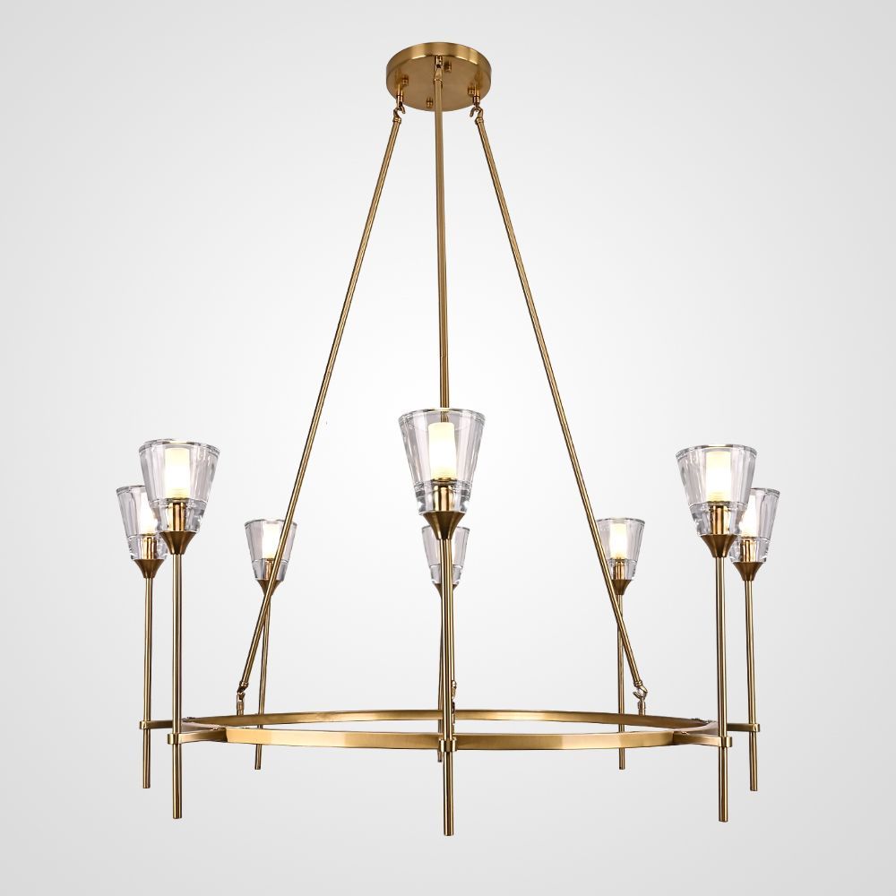 Люстра на штанге TORCHE DE VERRE Round Chandelier 8 116*116*50 см, 8*G9*40W, ImperiumLoft 40.1551, Латунь