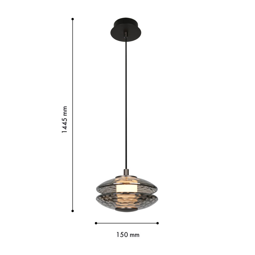 Подвес 15*24,5-144,5 см, 1*LED, 6W, 4000K, Favourite Claros 4642-1P, черный матовый