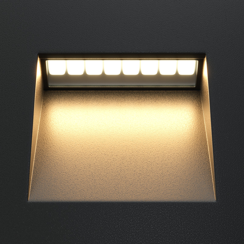 Встраиваемый светильник Maytoni LED Arca O038-L3B, 3W LED, 3000K, черный, вр 5,5*6 см