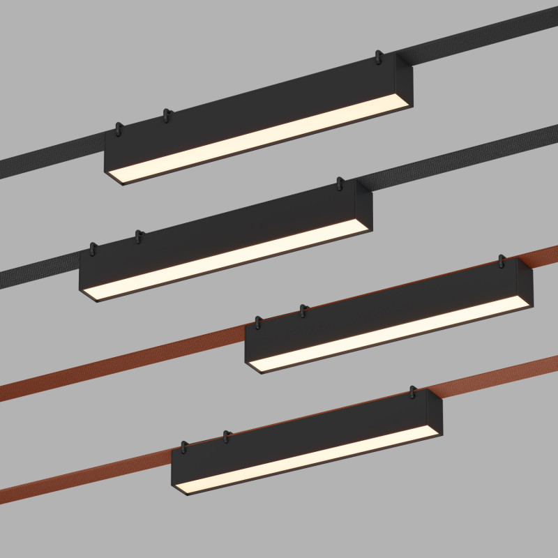 Трековый однофазный светильник 32 см, 12W, 3000K, Denkirs Belty Linear DK5575-BK, черный