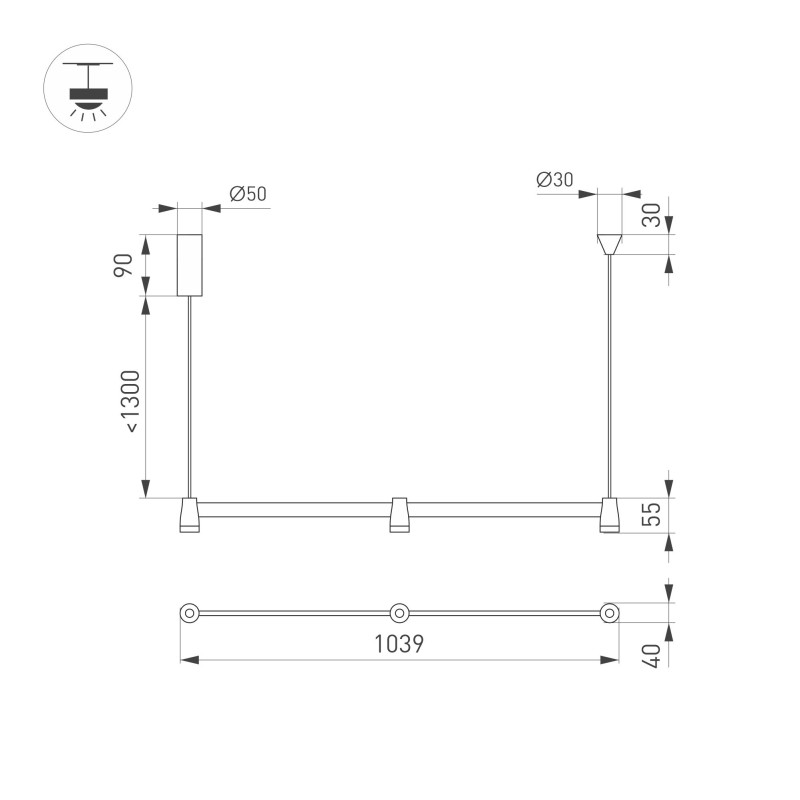 Линейный светильник Arlight 036594 103,9*4*144,5 см, 16W, белый (теплый)K,
