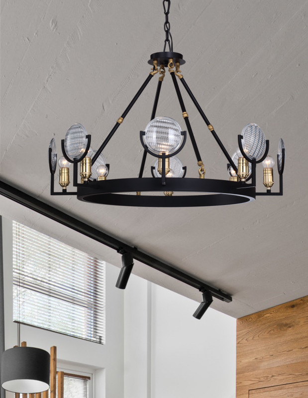 Люстра 2в1 Favourite Fara 1721-8PC, D770*H500/1500, черный