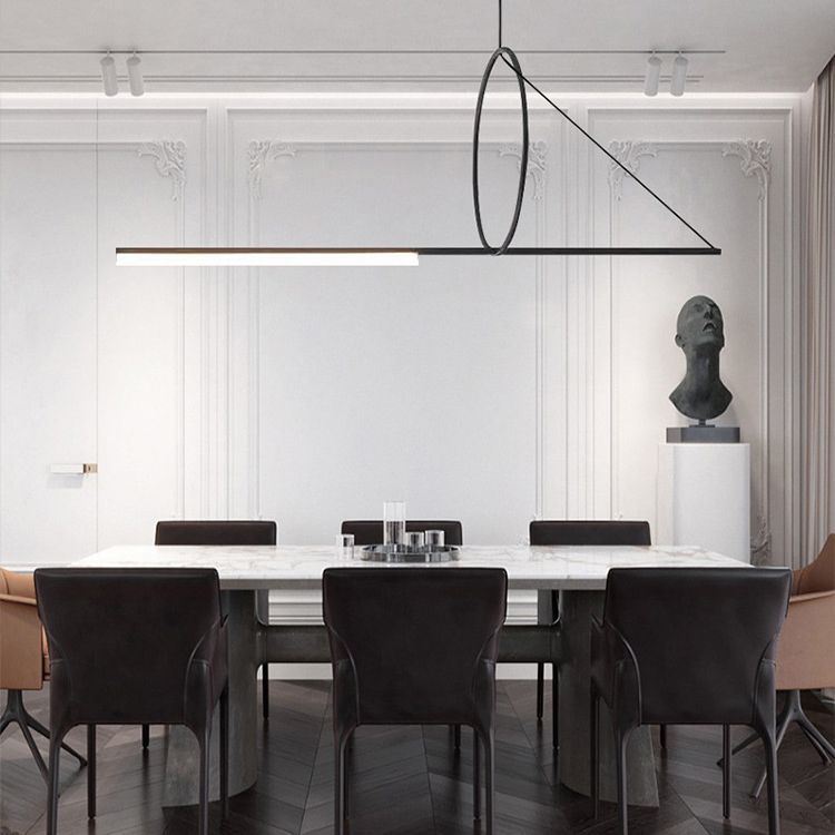 Подвесной светильник SUSPENSION CERCLE ET TRAIT – GRAPHITE SATINE L170 170*45*45 см, 1*LED*25W, 3000K, ImperiumLoft 40.1282-0, Чёрный