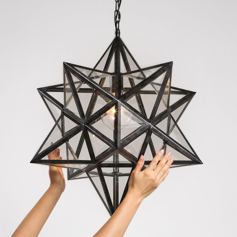 Люстра Black Star Clear Glass 50 см 50*50*52 см, 1*E27*60W, ImperiumLoft 101314-26, Чёрный