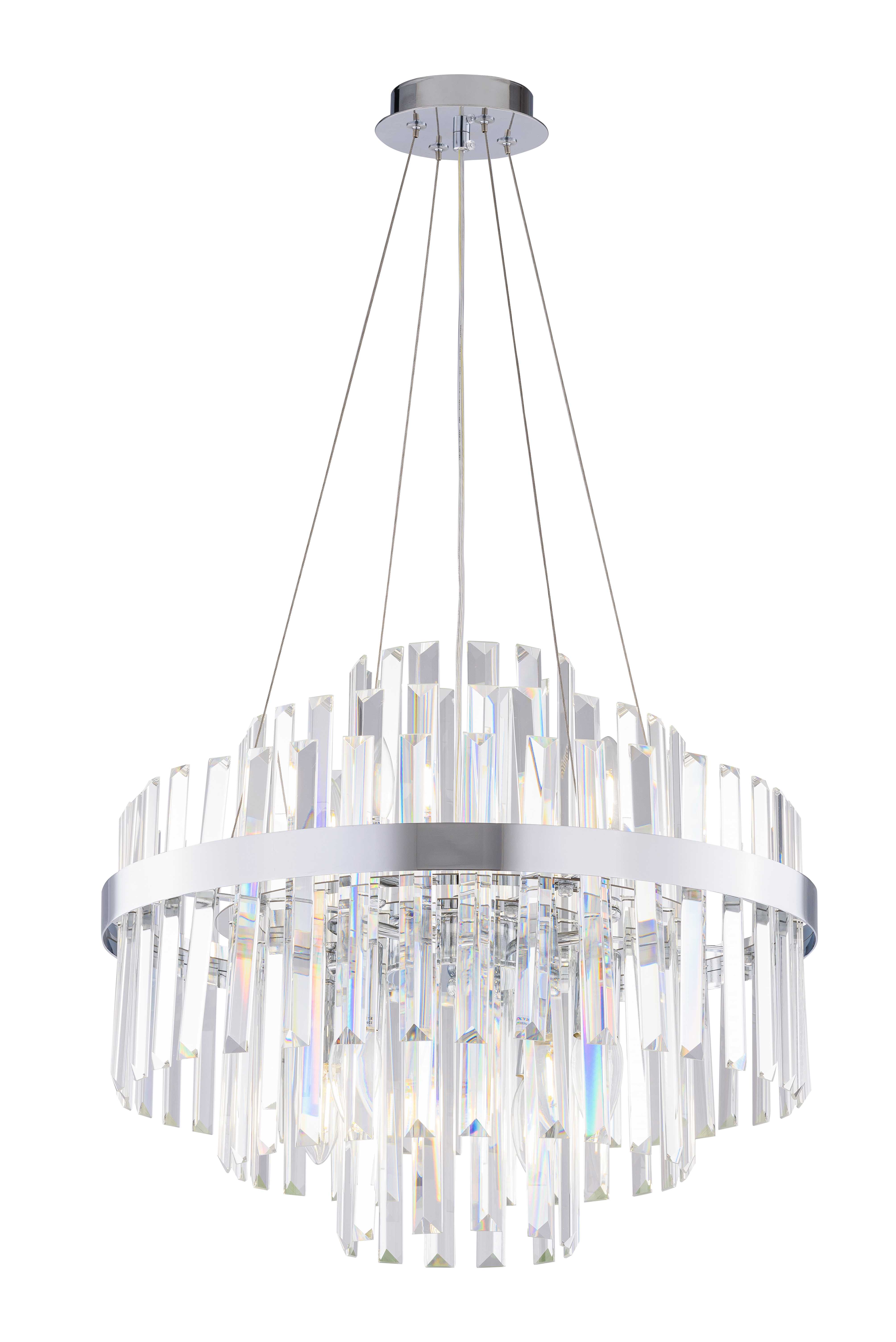 Люстра 500*350-700, 8*E14, 40W NewRgy Cristallo 5740R/8A CHROME+CLEAR, Хром+Прозрачный