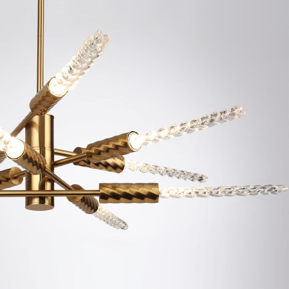 Люстра на штанге 83 см, 28W, 3000K, Odeon Light L-vision Kolos 5449/28L, латунь